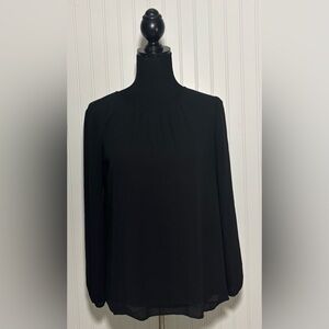 J By J Crew Black Blouse Long Sleeve Womens Size 4 Tie Back Flowy Career Casual